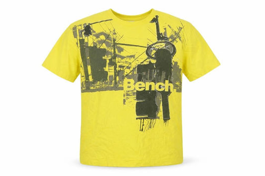 Bench Men's Yellow Graphic Print T-Shirt XL Cotton Crew Neck