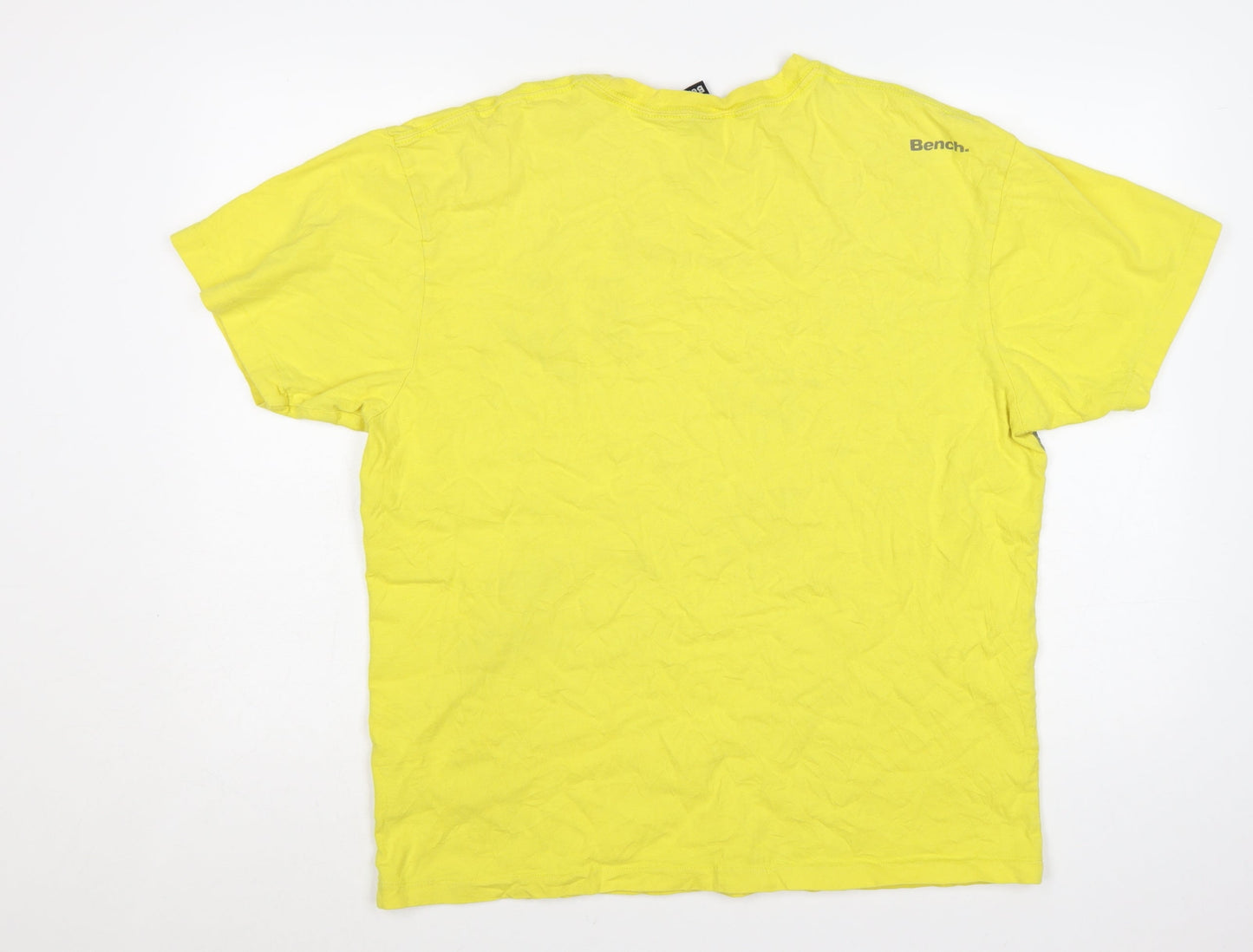 Bench Men's Yellow Graphic Print T-Shirt XL Cotton Crew Neck