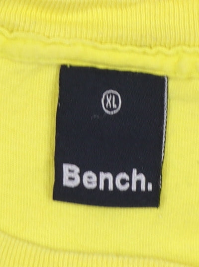 Bench Men's Yellow Graphic Print T-Shirt XL Cotton Crew Neck