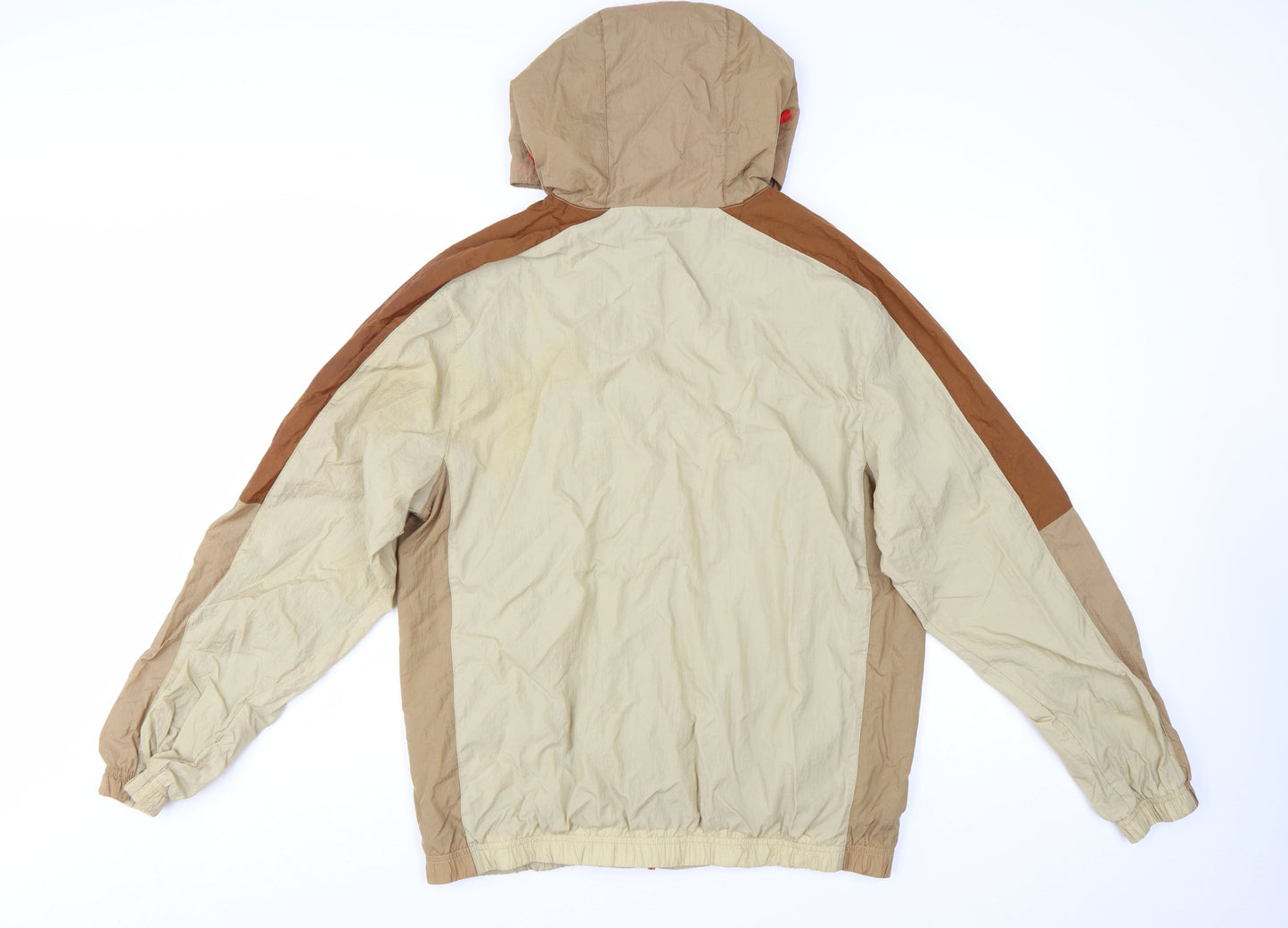 Nike Men's Beige Hooded Windbreaker Jacket Size M Lightweight Sports