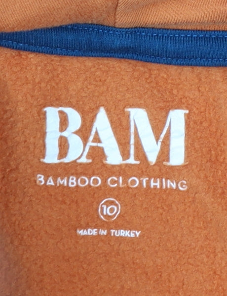 BAM Womens Orange Hooded Pullover Hoodie Size 10 Bamboo Blend