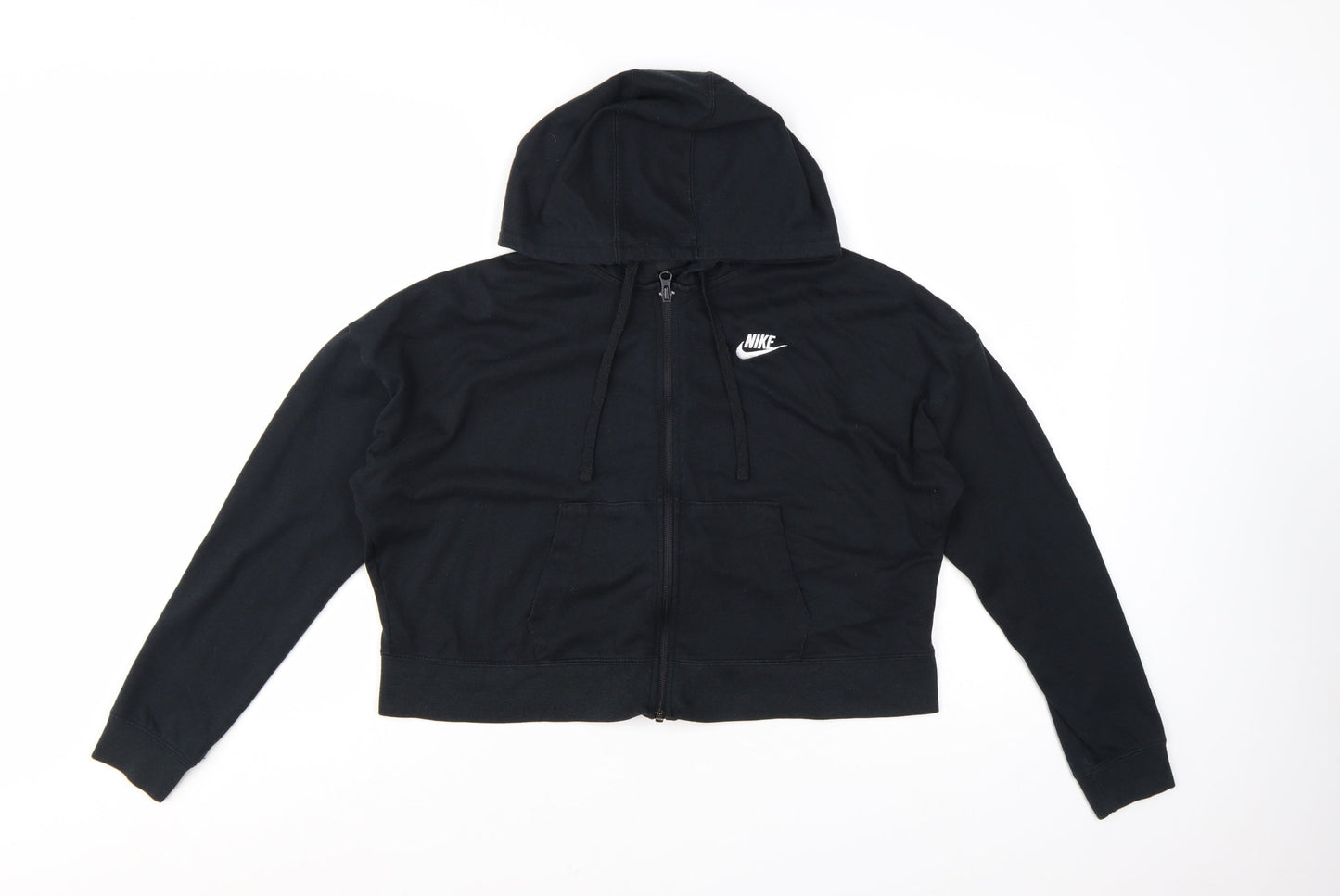 Nike Women Black Full Zip Hoodie M - Polyester Cotton Blend