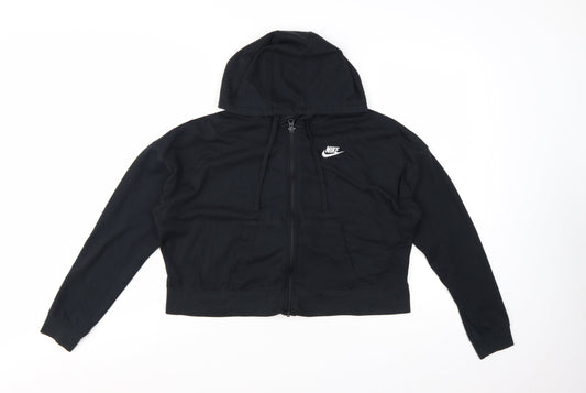 Nike Women Black Full Zip Hoodie M - Polyester Cotton Blend