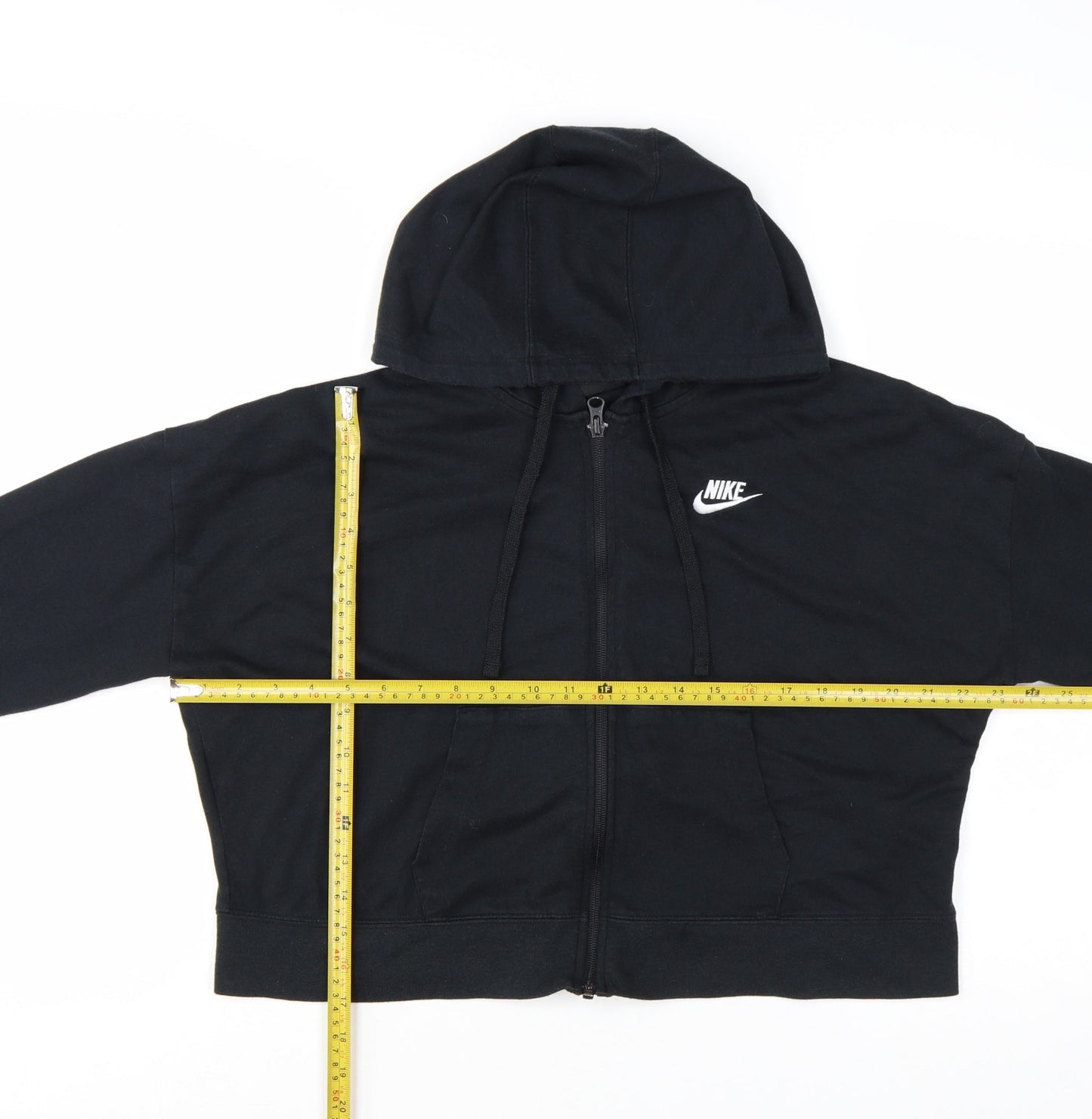 Nike Women Black Full Zip Hoodie M - Polyester Cotton Blend