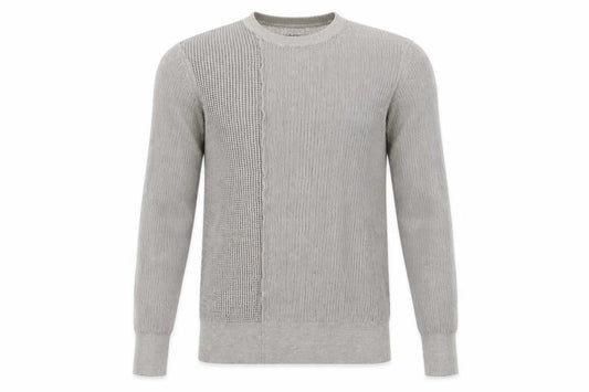 AllSaints Men's Grey Cotton Open-Knit Crew Neck Jumper Size S