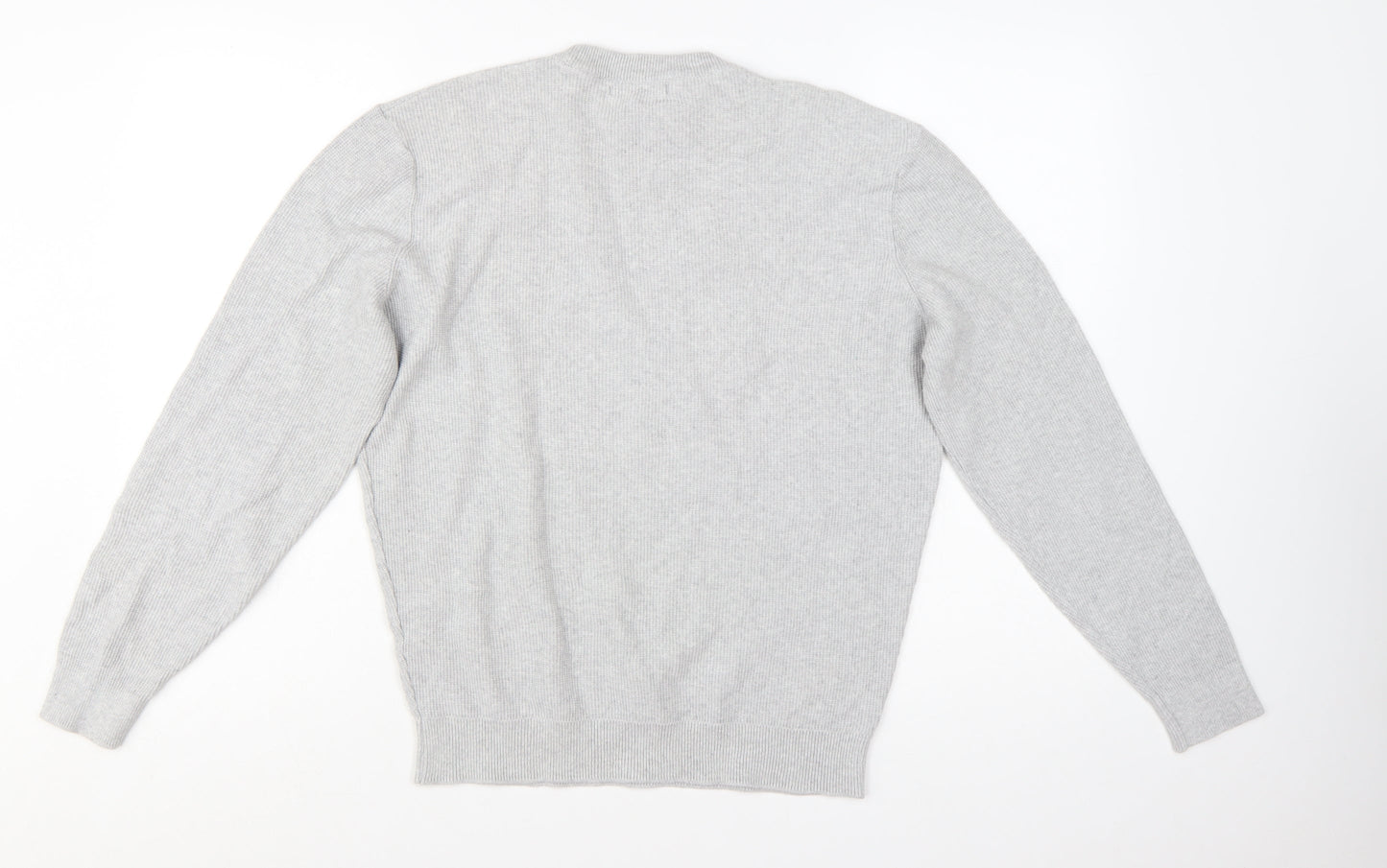 Zara Men's Grey Wool Jumper M Crew Neck Pullover Classic Knit
