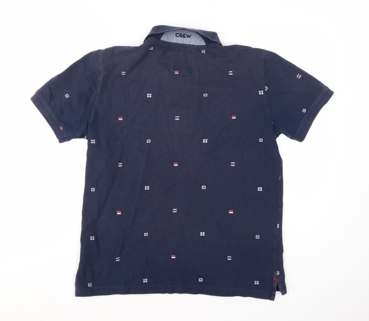 Crew Clothing Men’s Blue Geometric Cotton Polo Shirt Size M