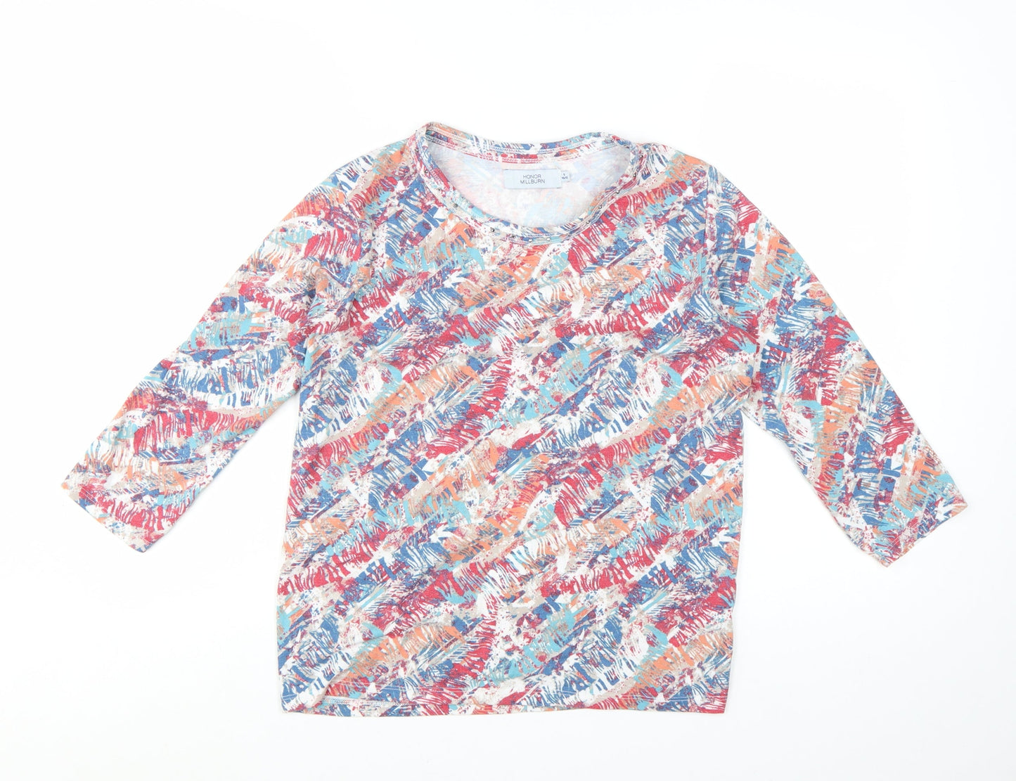 Honor Millburn Women's Multicoloured 3/4 Sleeve Stretch Top Size 10-12