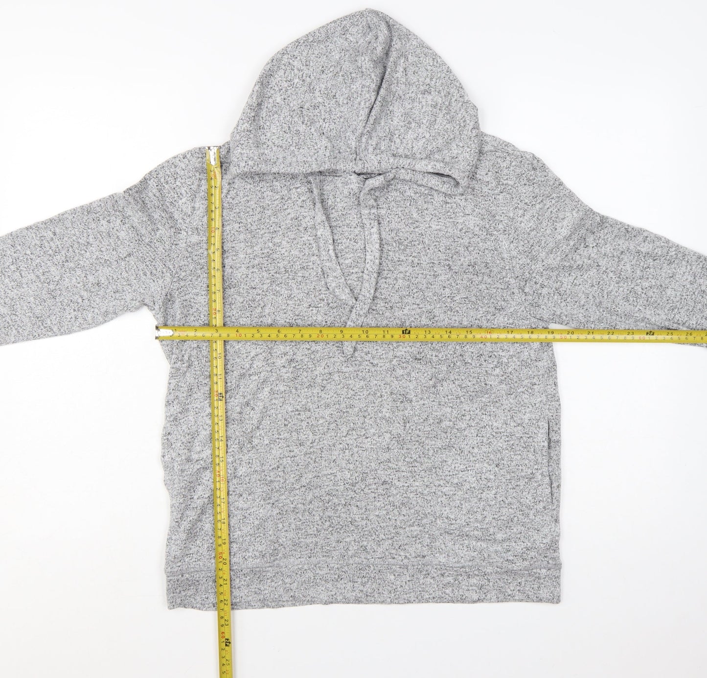 FatFace Women Grey Marl Viscose Blend Hooded Pullover UK 10