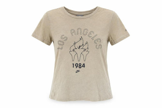 Nike Women's Beige Los Angeles 1984 Cotton T-Shirt Size S
