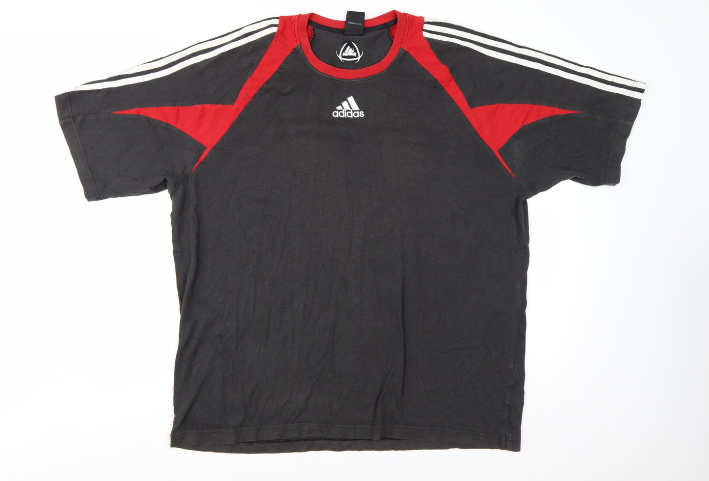 Adidas Men's Black Red XL Colourblock Sports T-Shirt