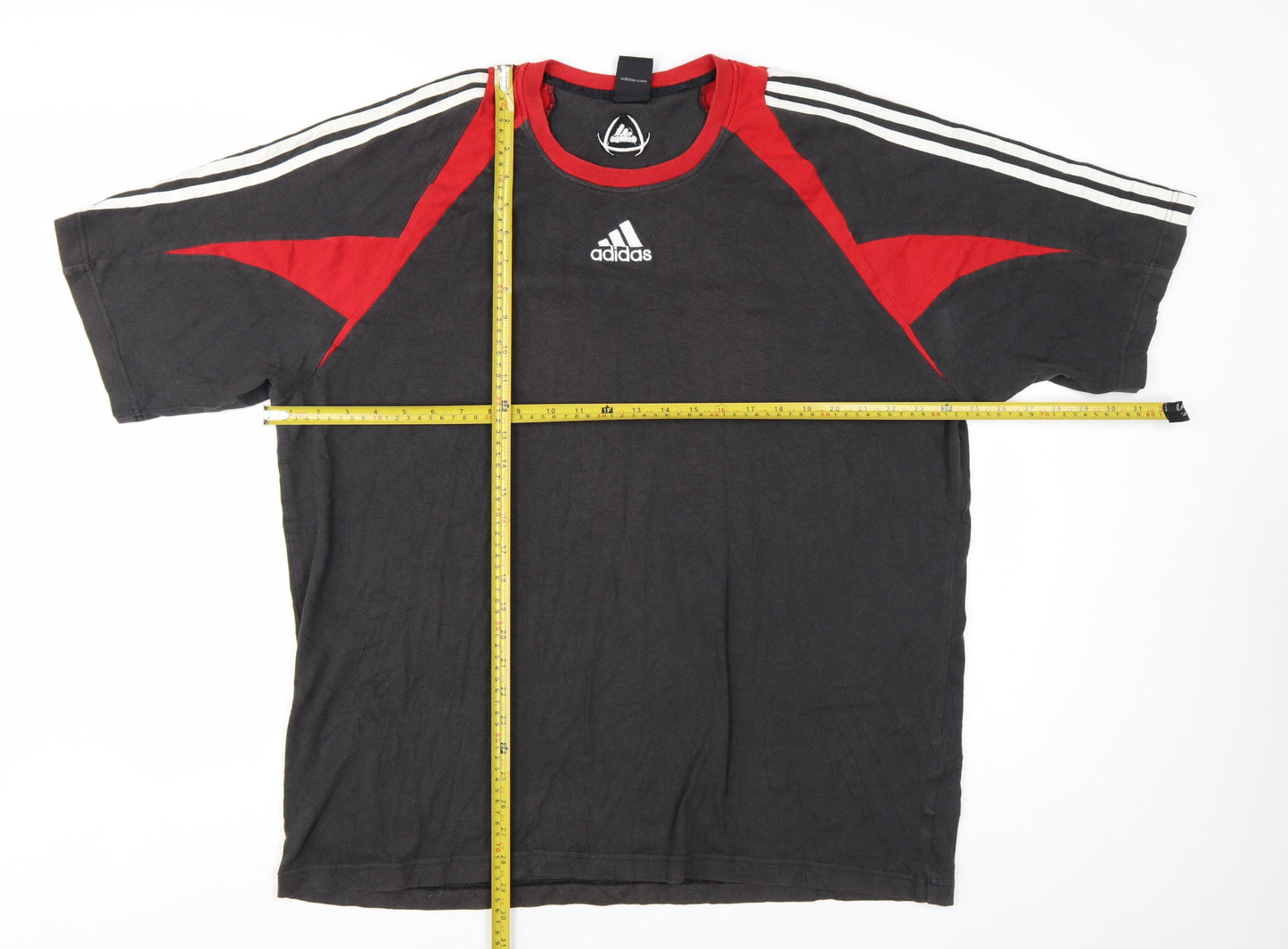Adidas Men's Black Red XL Colourblock Sports T-Shirt