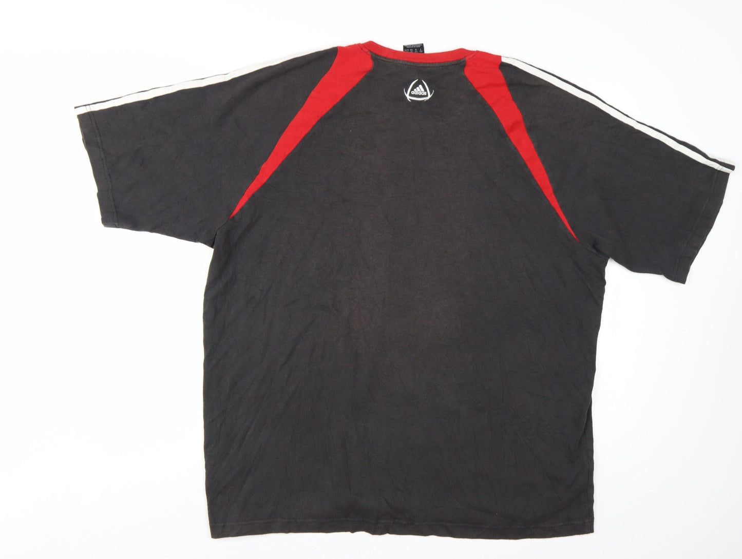 Adidas Men's Black Red XL Colourblock Sports T-Shirt