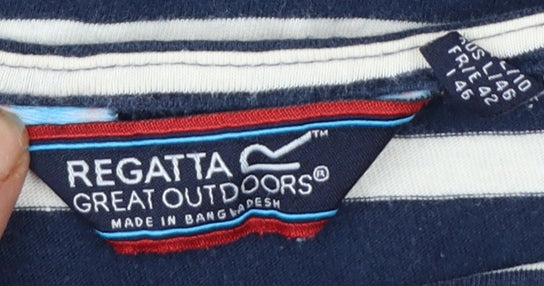 Regatta Women Blue Striped Long Sleeve Breton Cotton Top UK14