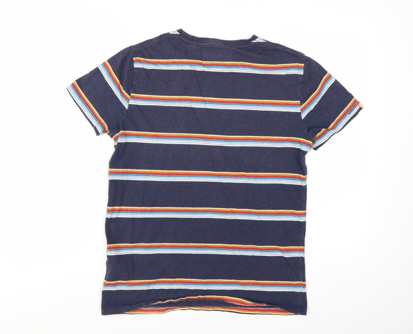 Superdry Men's Blue Striped 100% Cotton Crew Neck T-Shirt Size M