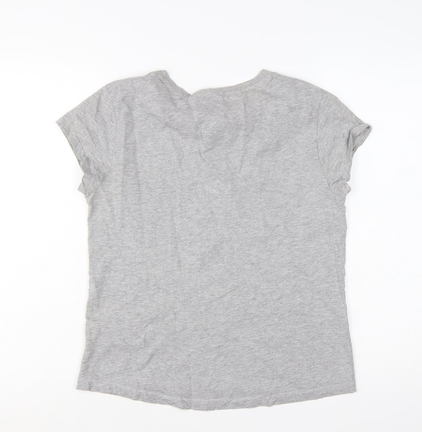LA Gear Women's Grey V-Neck Short Sleeve Cotton T-Shirt UK 12