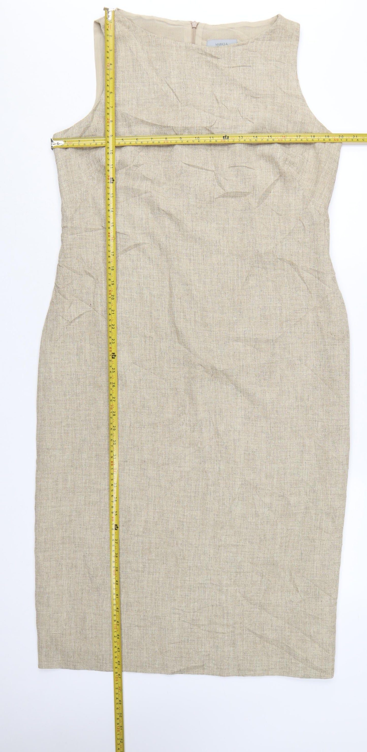 Marks and Spencer Women Beige Size 18 Sheath Knee Length Dress