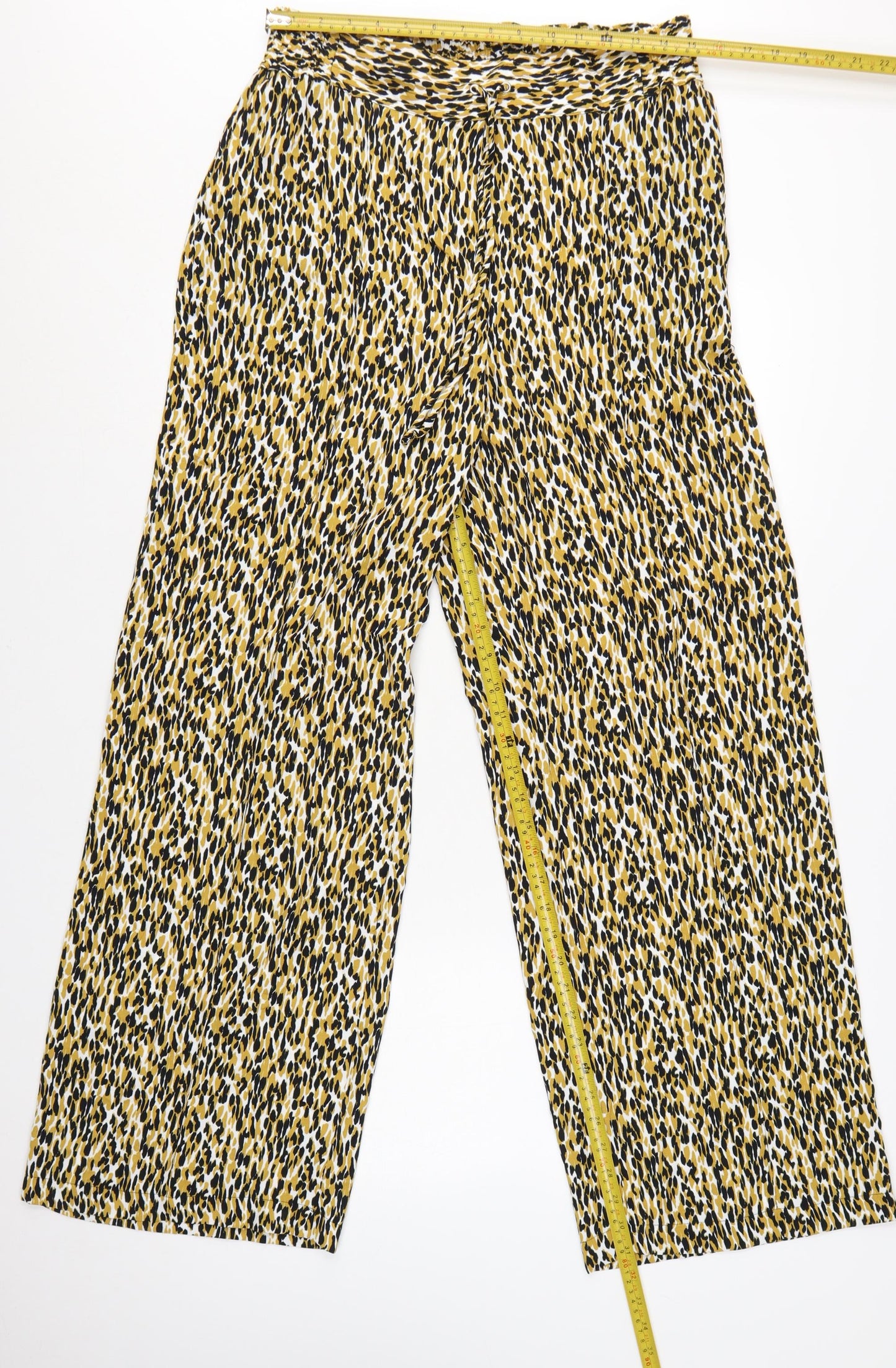 Marks and Spencer Women’s Multicoloured Animal Print Wide-Leg Trousers Size 14