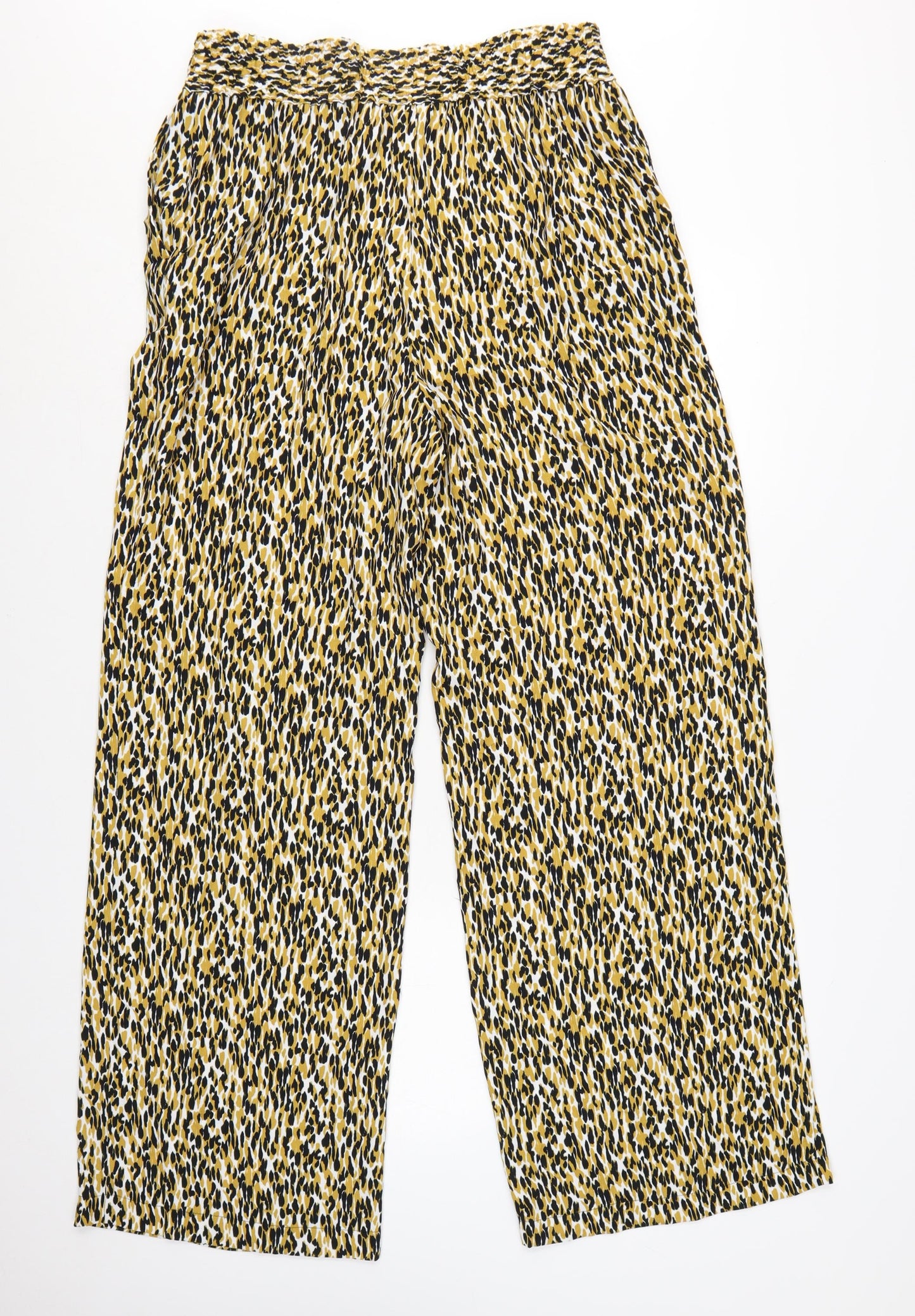 Marks and Spencer Women’s Multicoloured Animal Print Wide-Leg Trousers Size 14