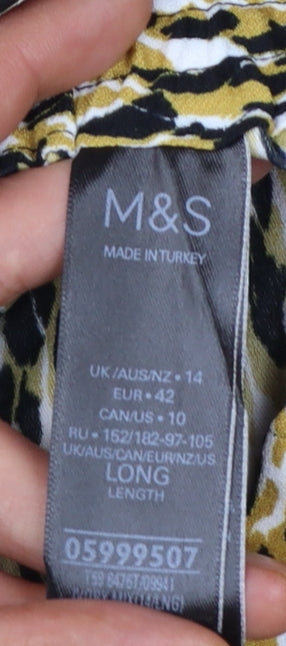 Marks and Spencer Women’s Multicoloured Animal Print Wide-Leg Trousers Size 14