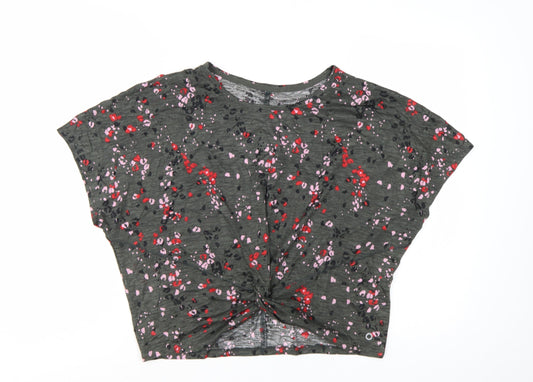 Preloved Marks and Spencer Women’s Multicoloured Cropped Floral T-Shirt Size 16 - Front