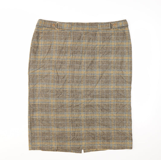 Tu Women’s Brown Check Tweed Pencil Skirt Size 18 Workwear