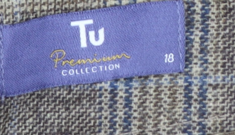 Tu Women’s Brown Check Tweed Pencil Skirt Size 18 Workwear