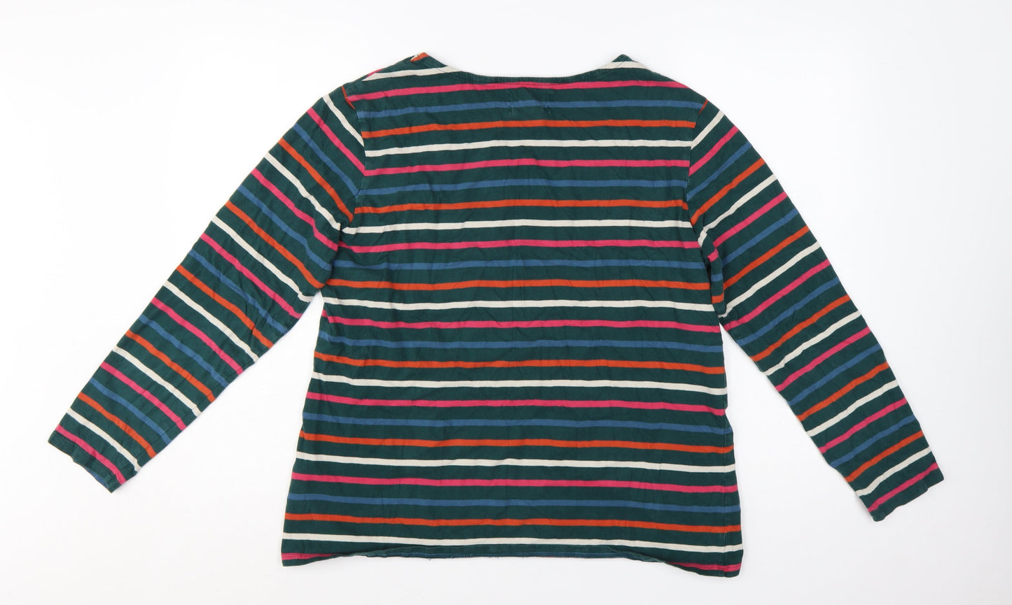 Seasalt Women’s Multicoloured Striped Organic Cotton Long Sleeve Nautical T-Shirt UK 18
