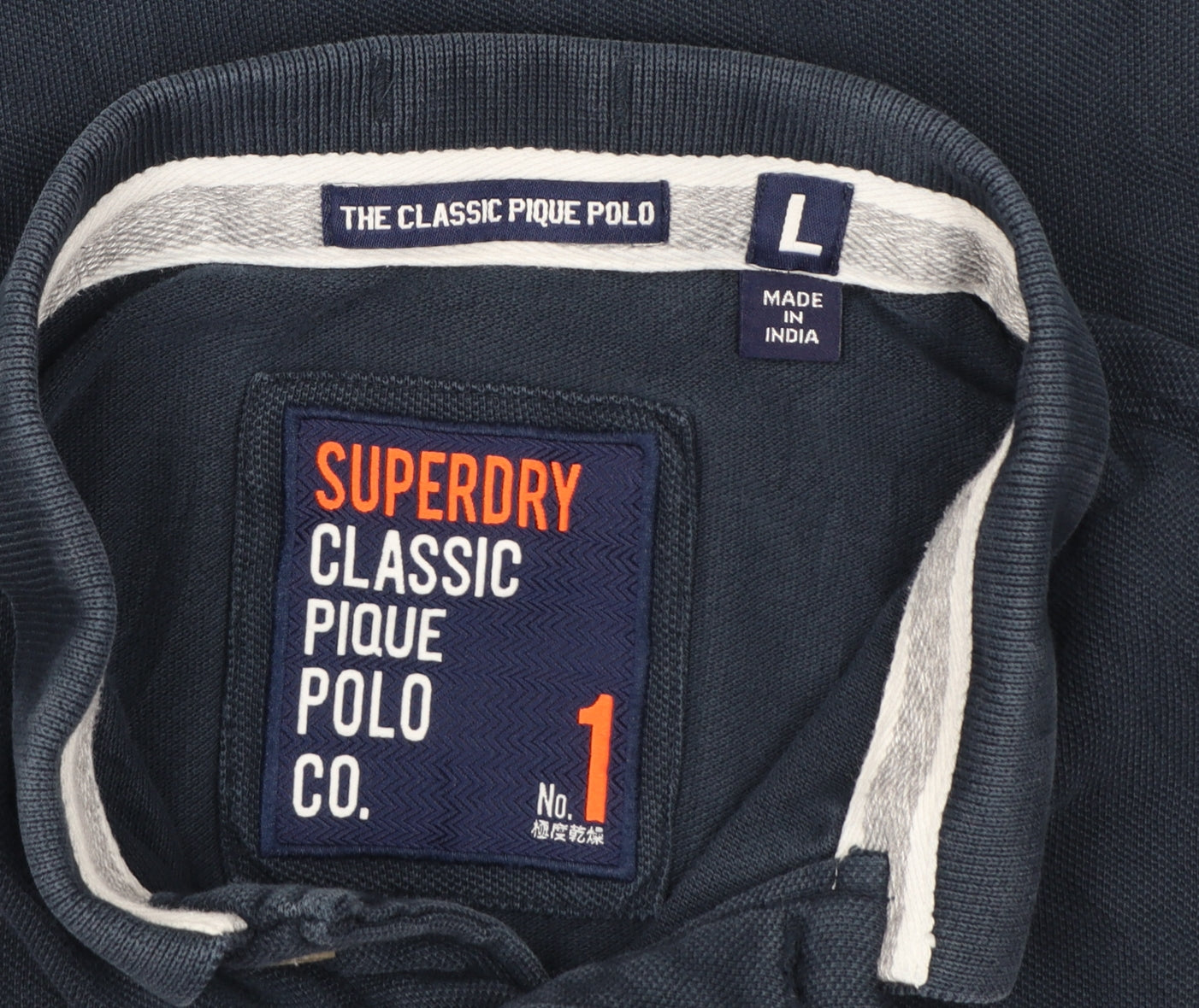 Superdry Men's Blue Classic Pique Polo Shirt Size L Cotton