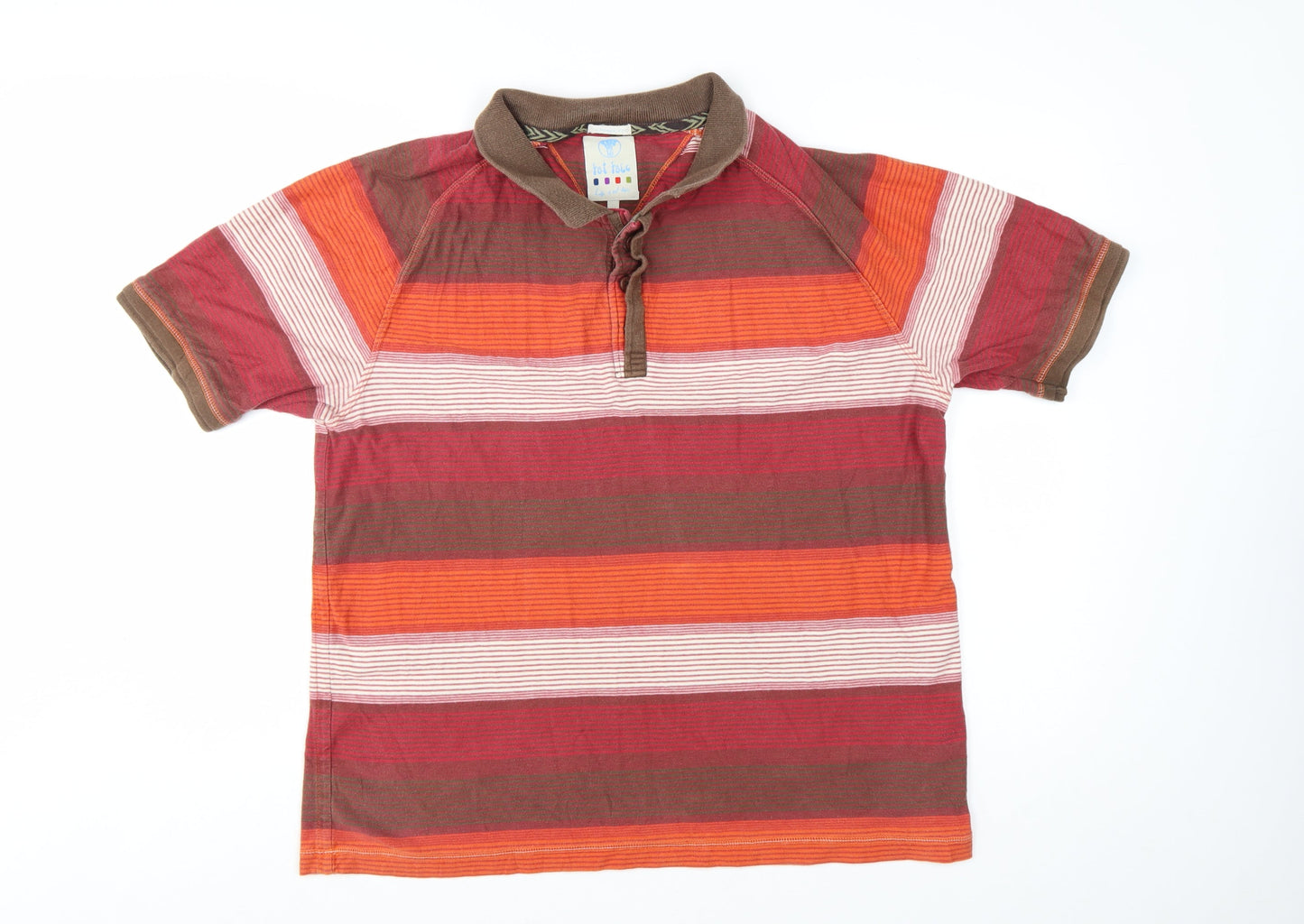 Fat Face Men's Red Striped Cotton Polo Shirt Size L