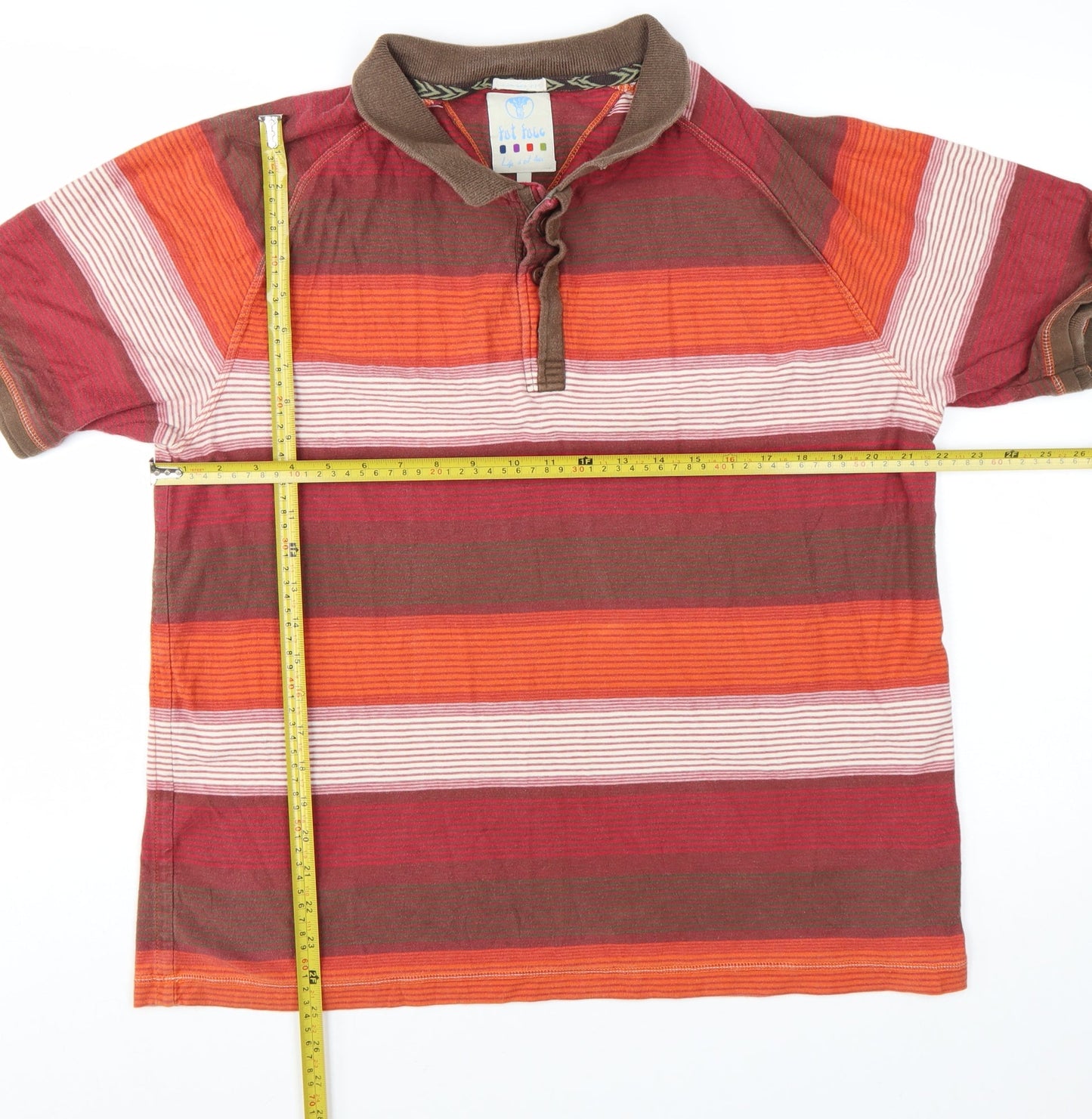 Fat Face Men's Red Striped Cotton Polo Shirt Size L