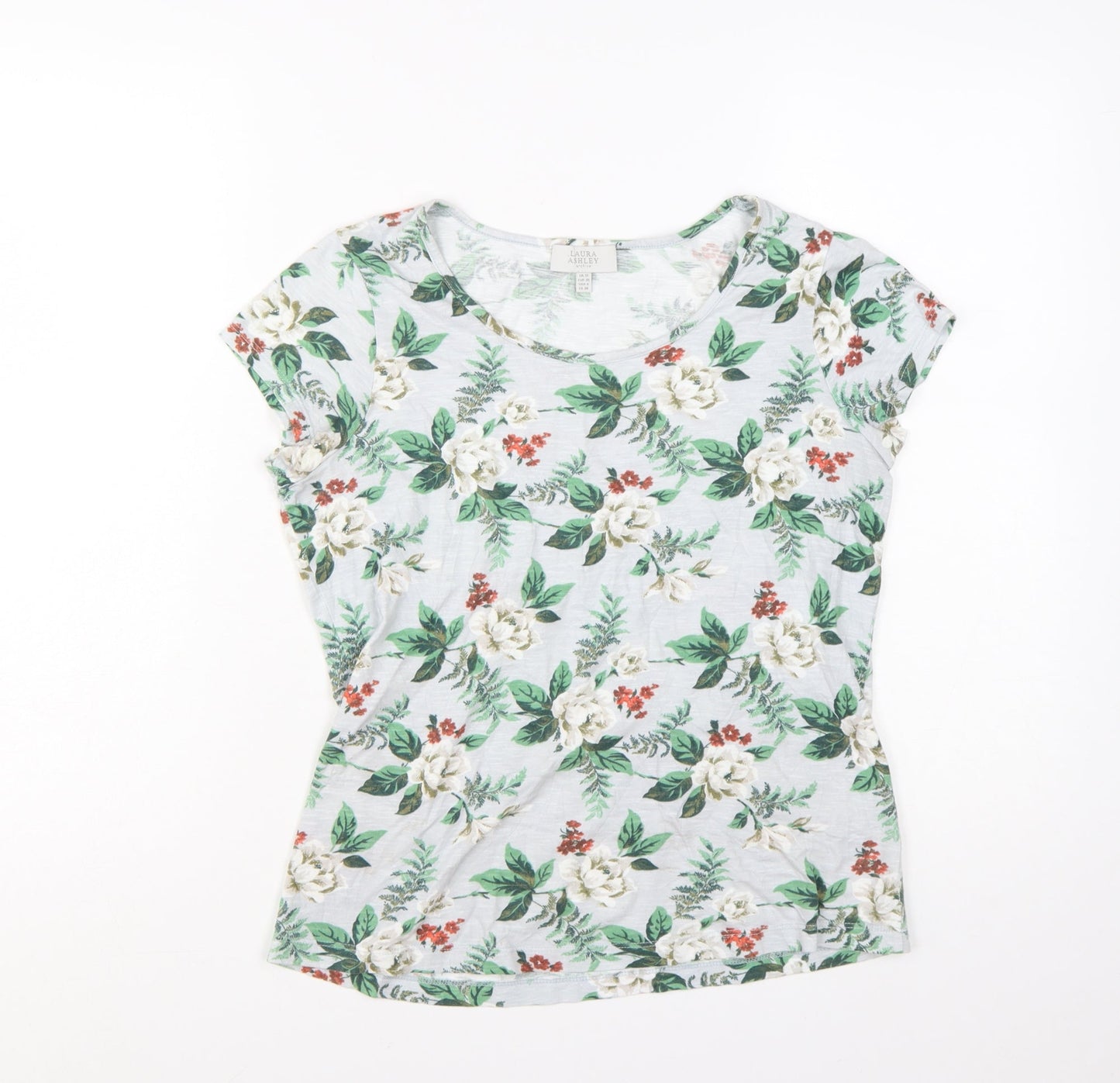 Laura Ashley Women’s White Floral Cotton T-Shirt UK 10