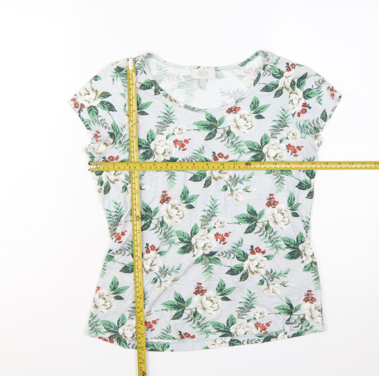 Laura Ashley Women’s White Floral Cotton T-Shirt UK 10