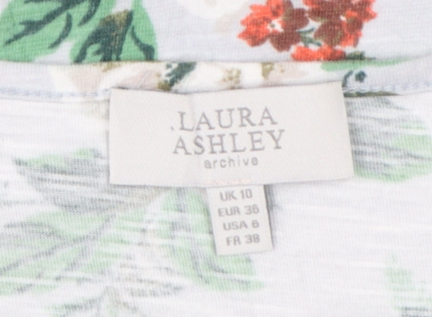 Laura Ashley Women’s White Floral Cotton T-Shirt UK 10