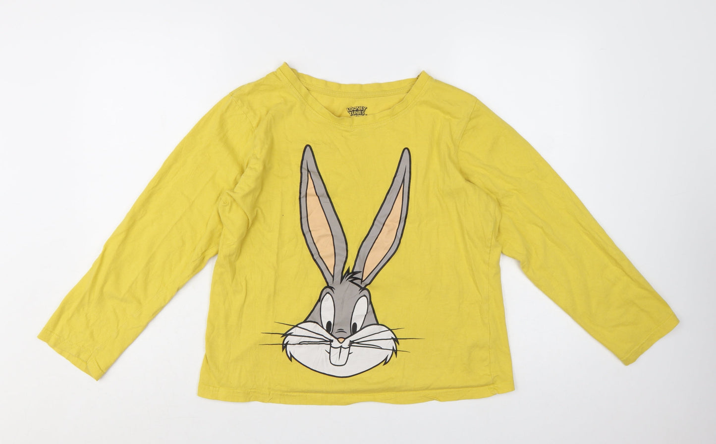 Primark Looney Tunes Women’s Yellow Cotton Bugs Bunny Long Sleeve Pyjama Top Size 12-14