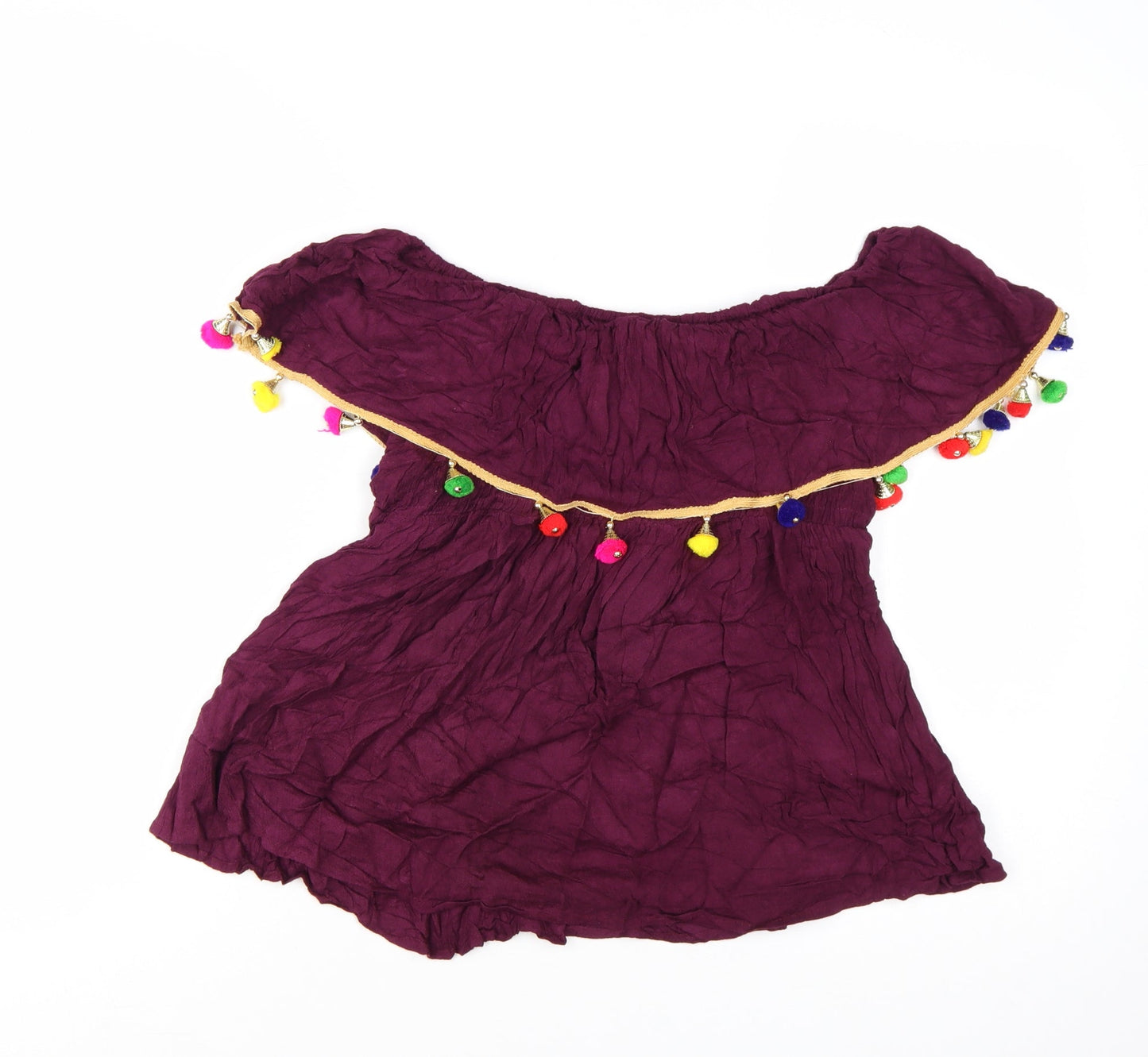 Boohoo Womens Purple Off Shoulder Peasant Blouse Size 10