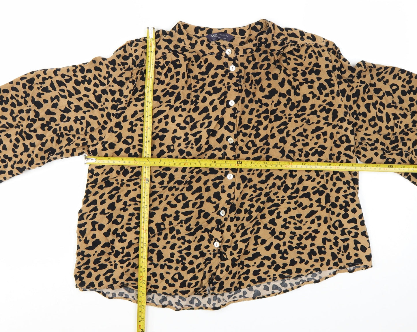 Marks and Spencer Women's Brown Animal Print Long Sleeve Blouse Size 20