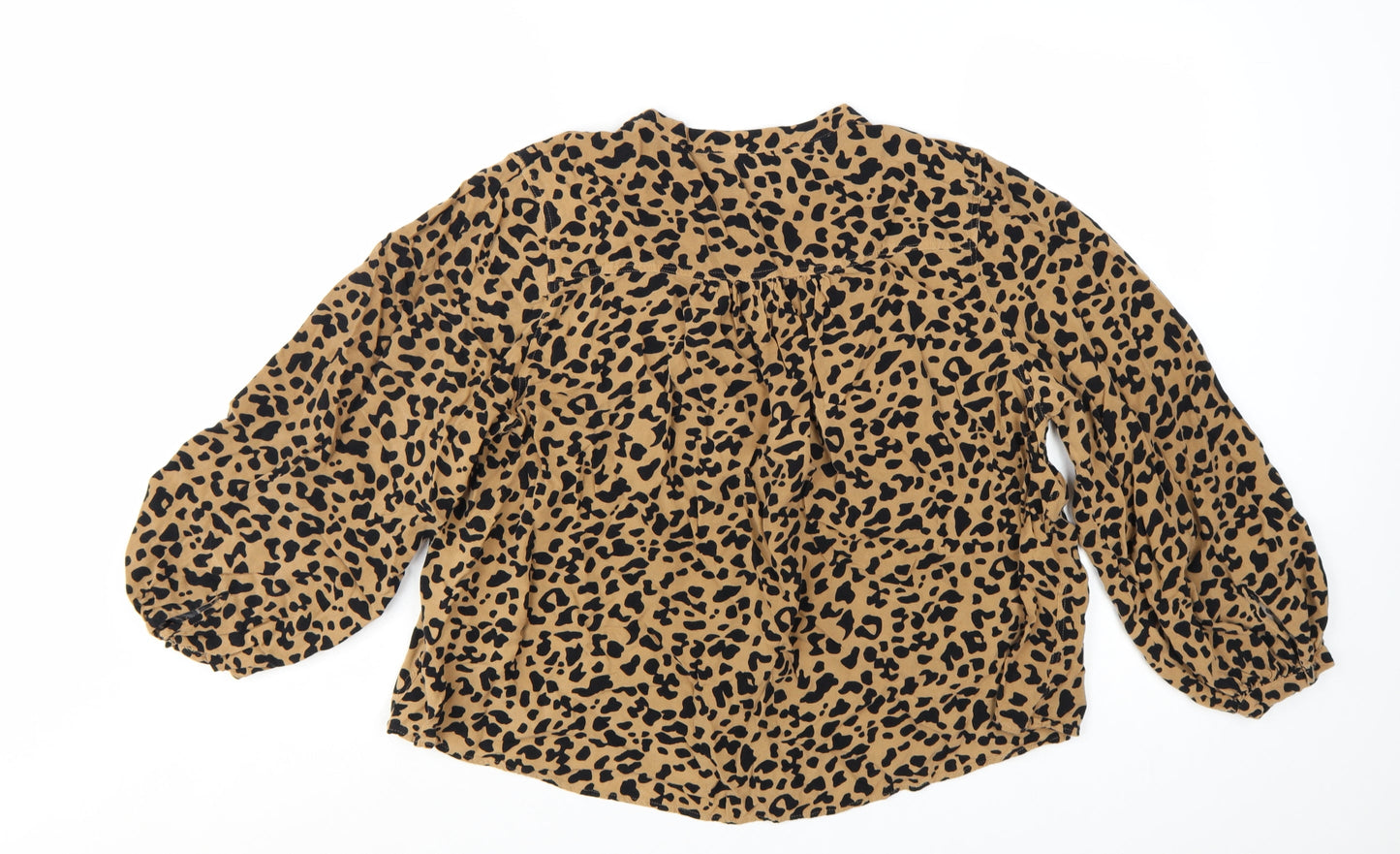 Marks and Spencer Women's Brown Animal Print Long Sleeve Blouse Size 20
