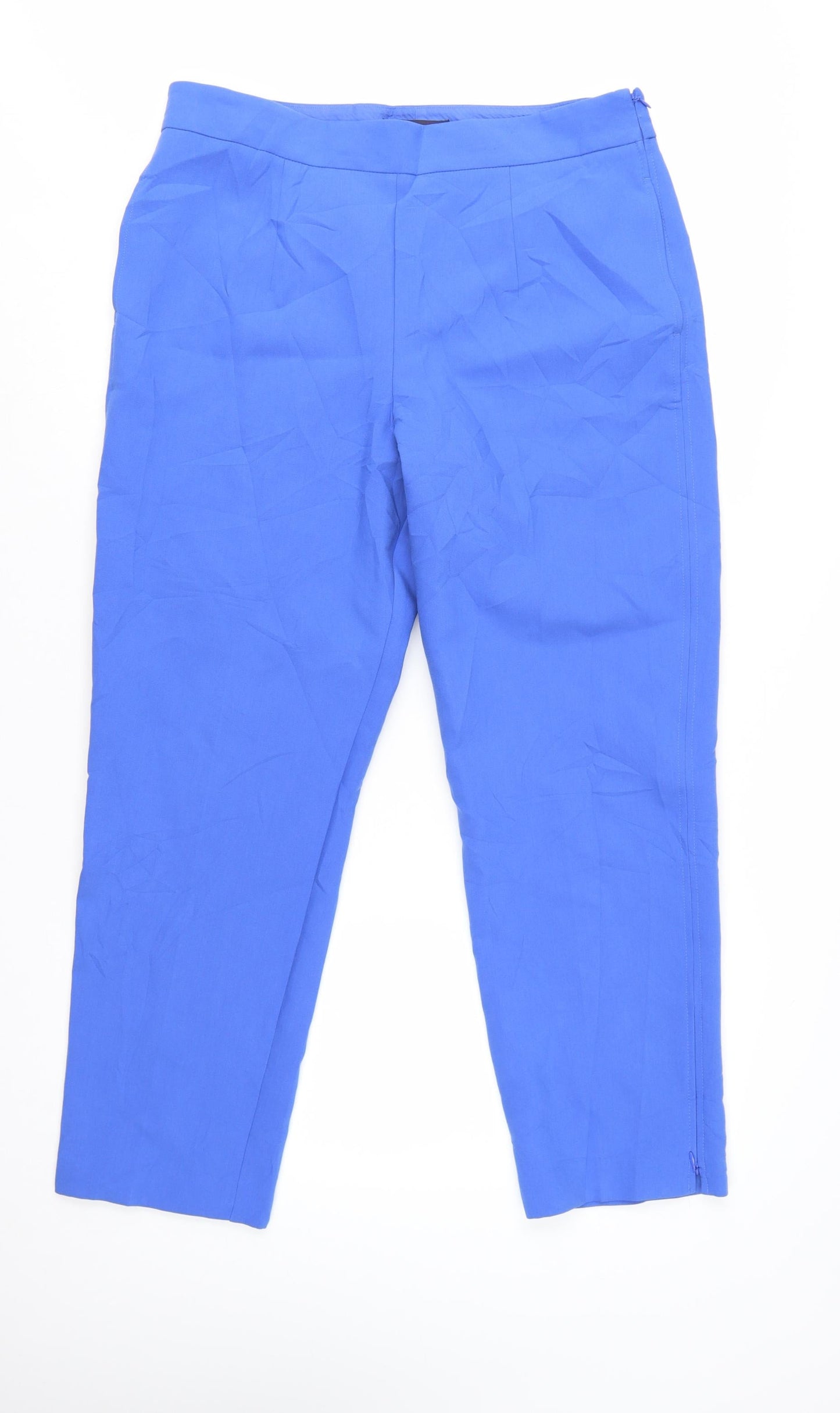 Marks and Spencer Women Blue Slim Ankle Trousers Size 16 Regular