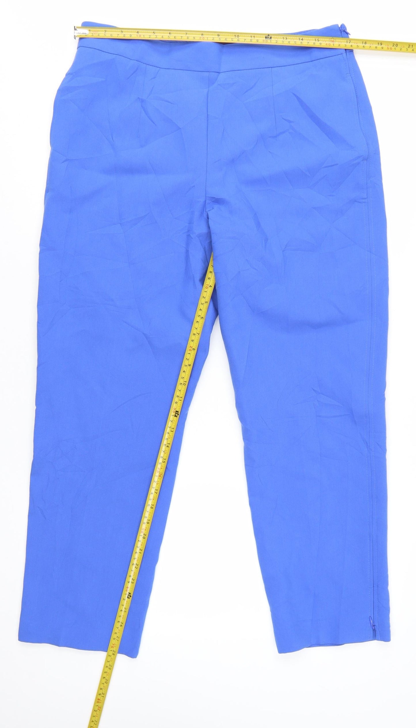 Marks and Spencer Women Blue Slim Ankle Trousers Size 16 Regular