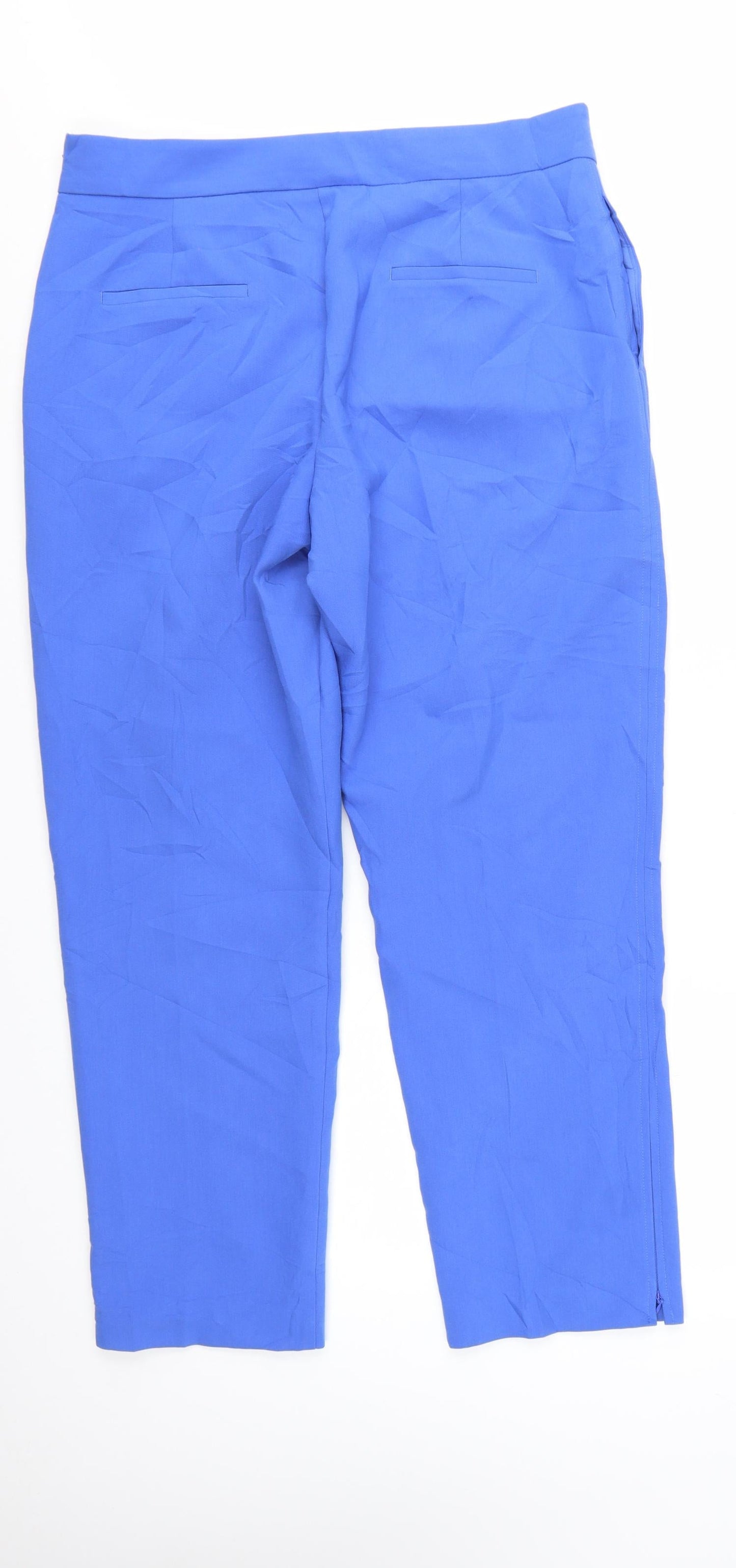 Marks and Spencer Women Blue Slim Ankle Trousers Size 16 Regular