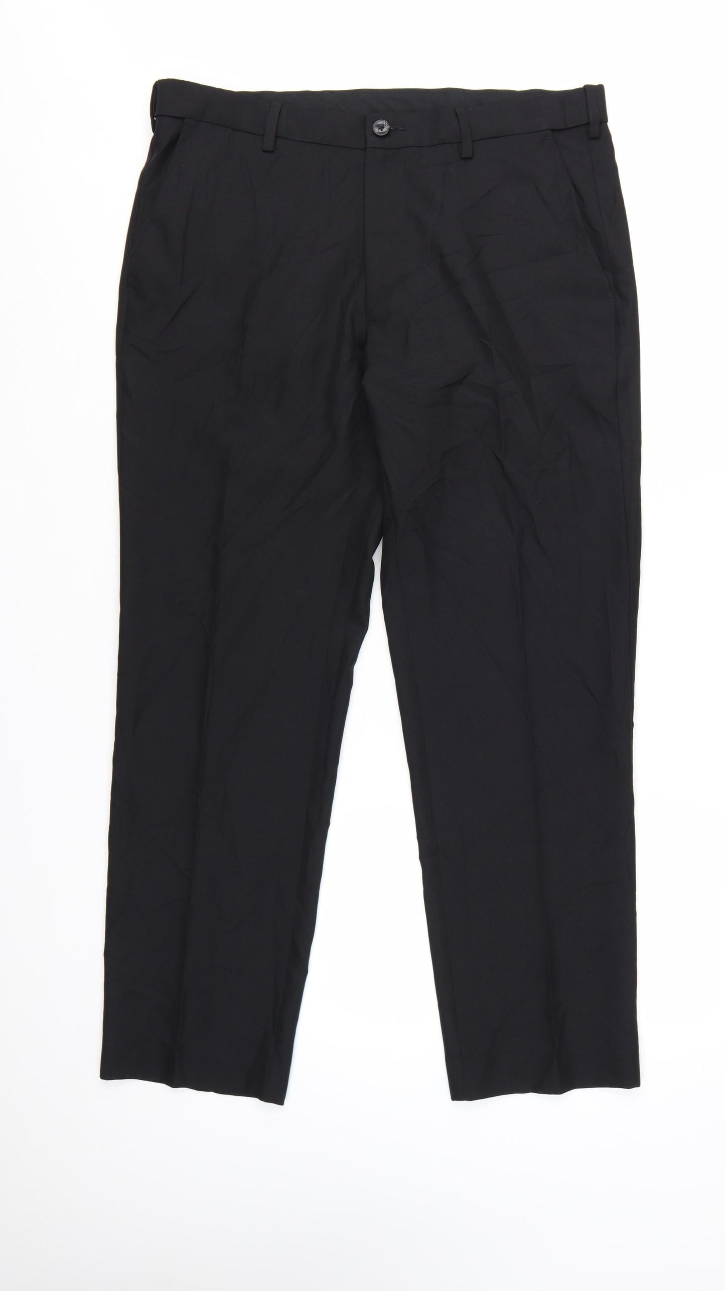 Marks and Spencer Men's Black Regular Fit Dress Pants 34W 29L