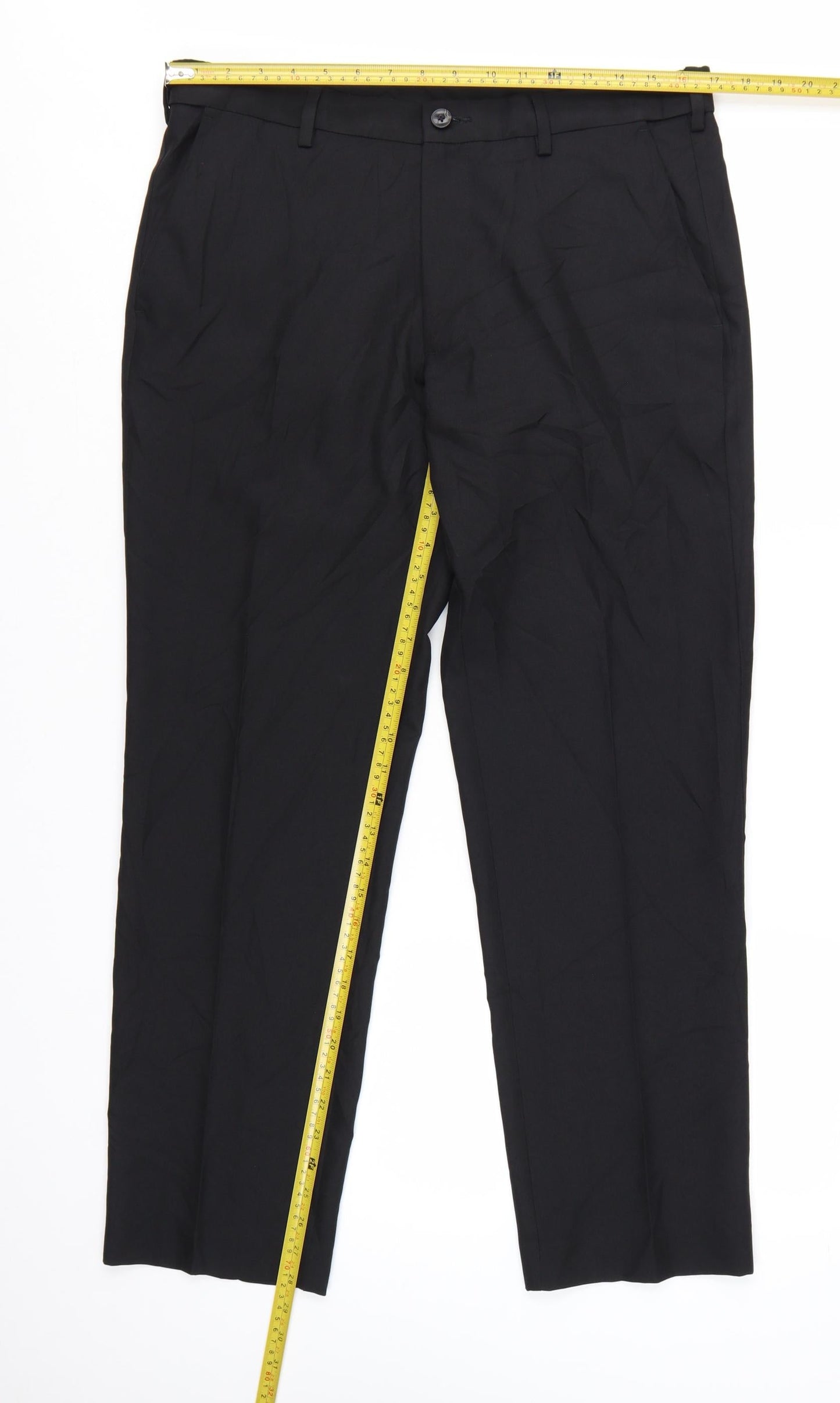 Marks and Spencer Men's Black Regular Fit Dress Pants 34W 29L