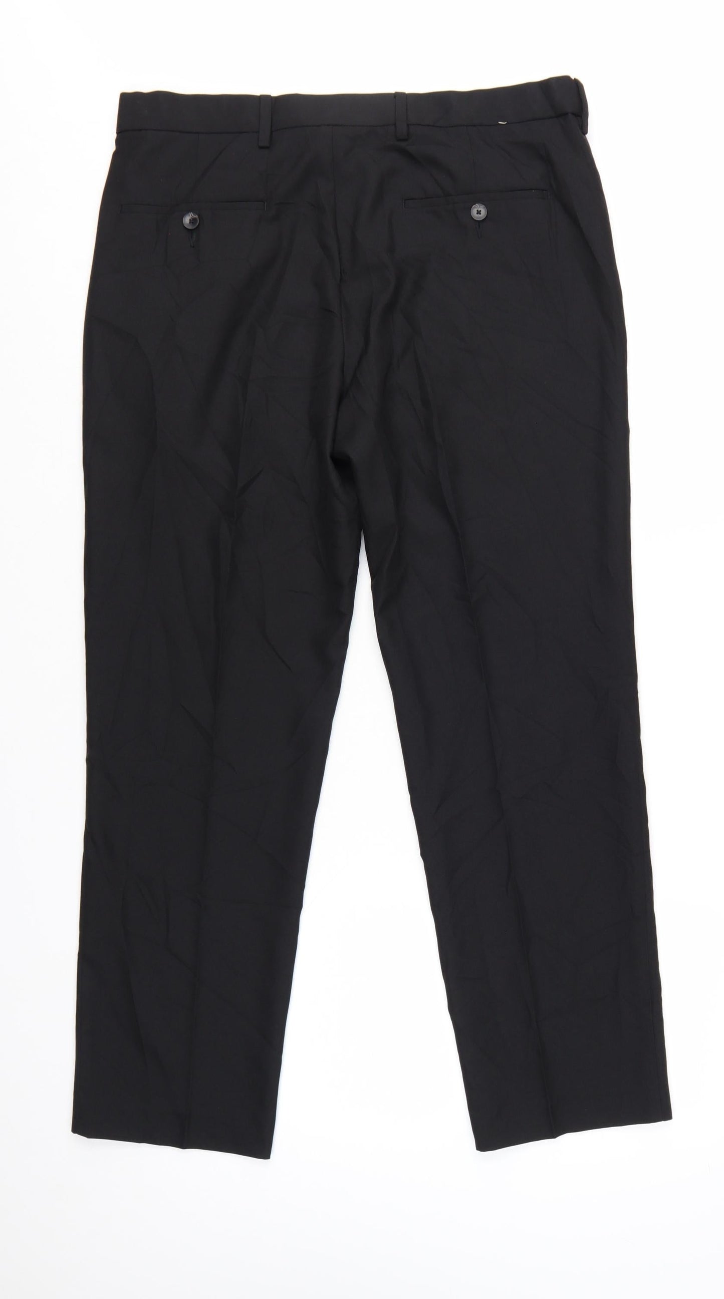 Marks and Spencer Men's Black Regular Fit Dress Pants 34W 29L