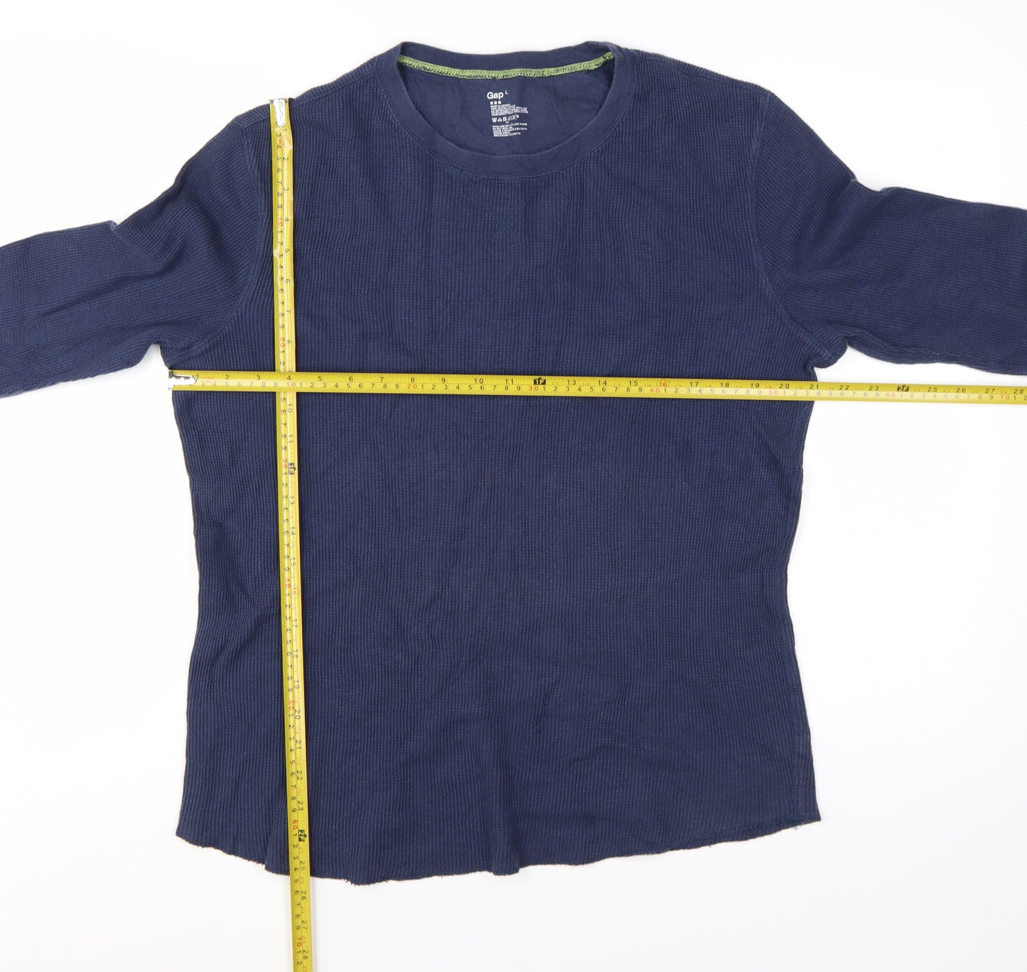 Gap Men Blue Long Sleeve Crew Neck Cotton T-Shirt Size L