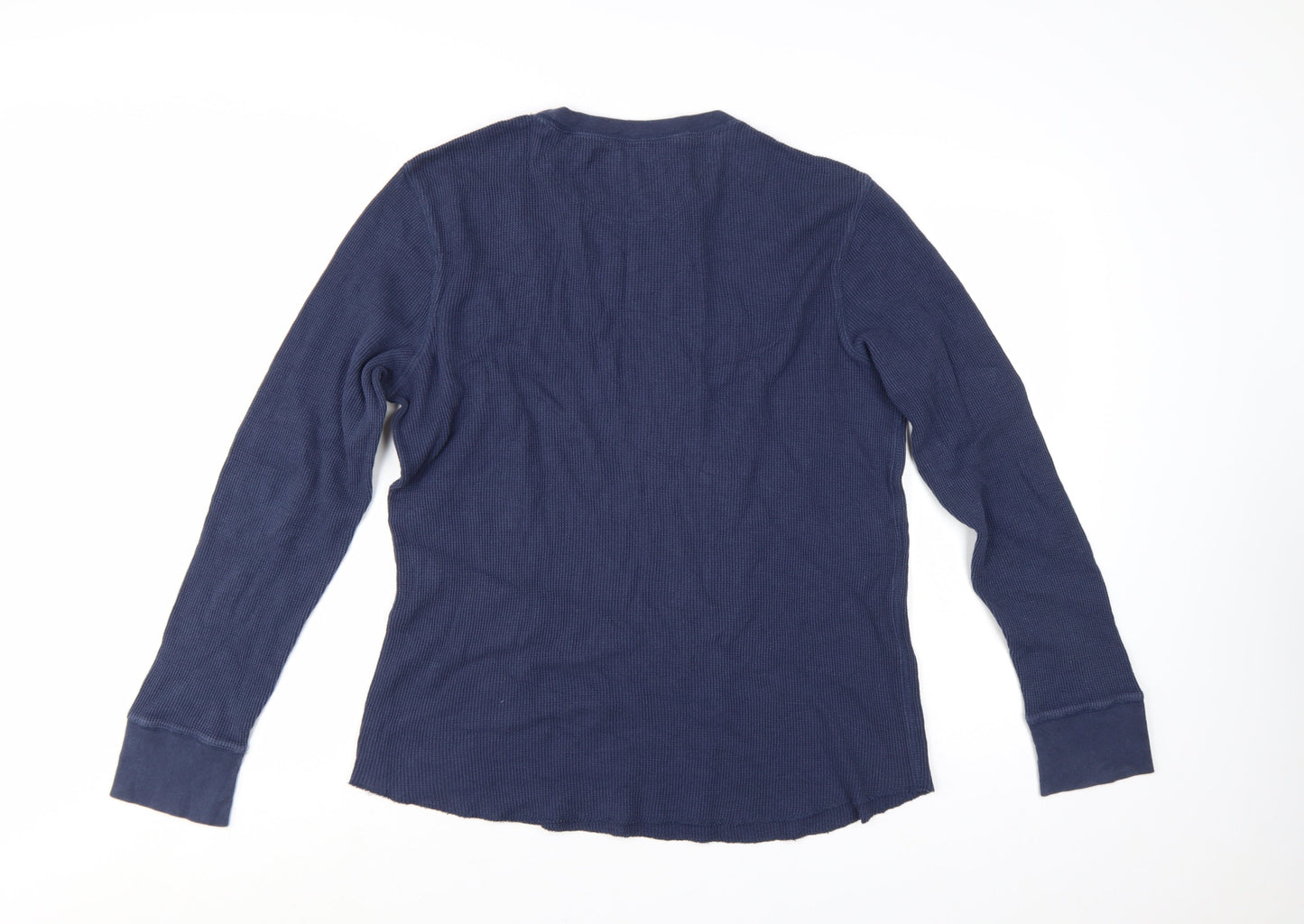 Gap Men Blue Long Sleeve Crew Neck Cotton T-Shirt Size L