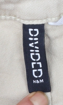 H&M Divided Women's Beige Cargo Trousers Size 4 Stretch Cotton High Waist