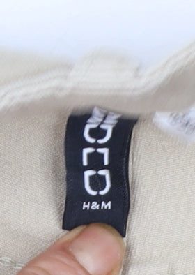 H&M Divided Women's Beige Cargo Trousers Size 4 Stretch Cotton High Waist