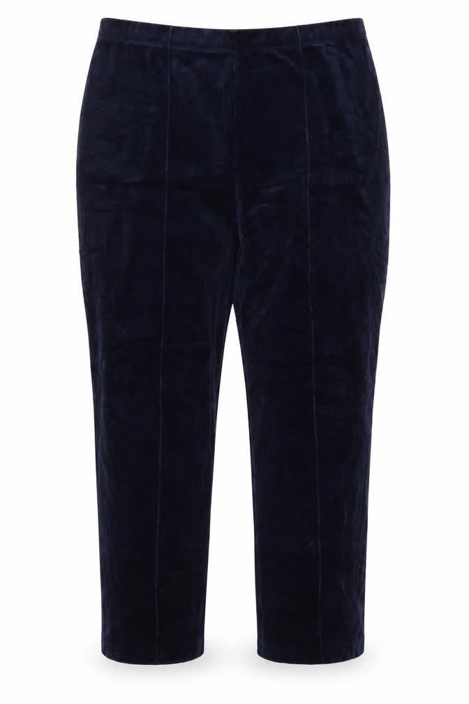 David Nieper Women's Blue Velvet Straight Leg Stretch Trousers UK 18