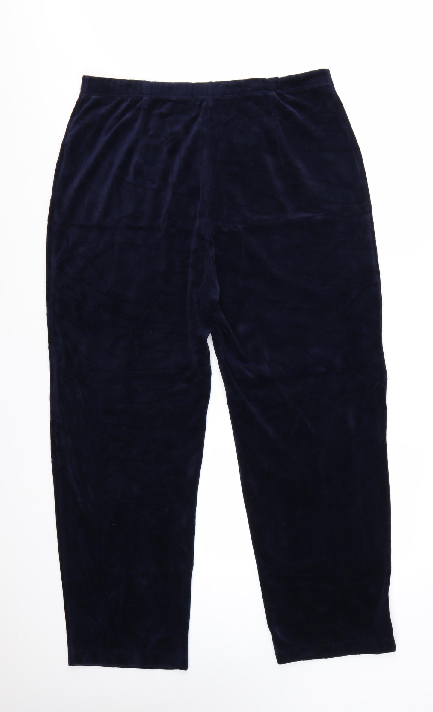 David Nieper Women's Blue Velvet Straight Leg Stretch Trousers UK 18